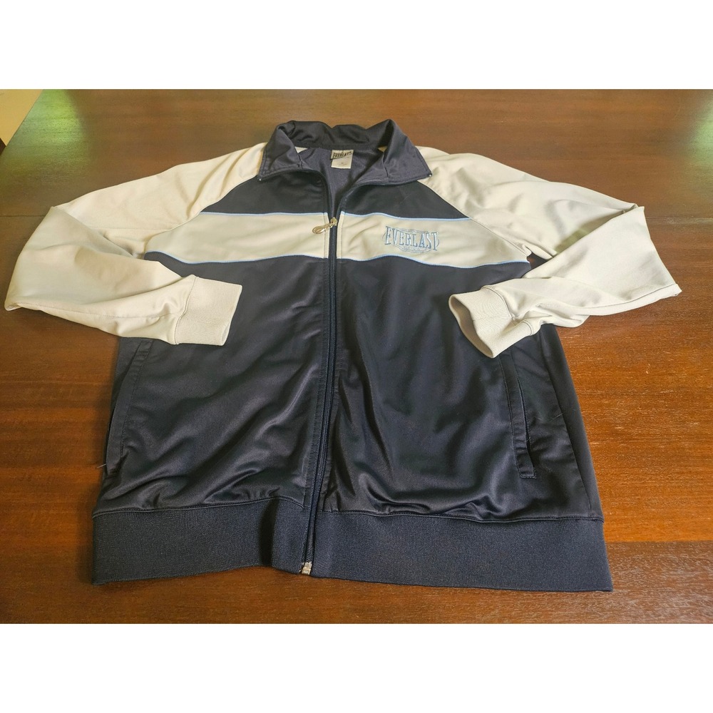 Everlast Track Jacket Mens Medium Navy Cream Full Zip Boxing Glove Pull